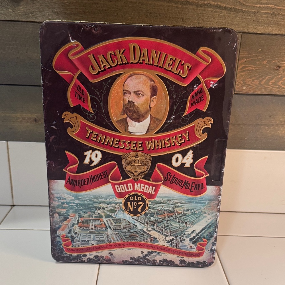 Jack Daniel's Tennessee Whiskey Vintage Style Metal Box - Brown & Red